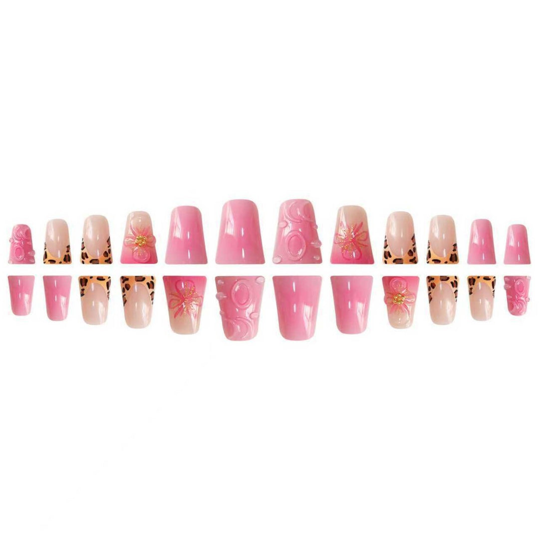 Decorative Press-On Nail Extensions with Floral Accents Stornfield