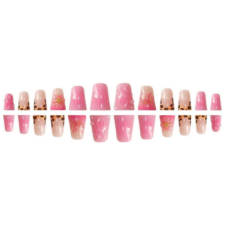Decorative Press-On Nail Extensions with Floral Accents Stornfield