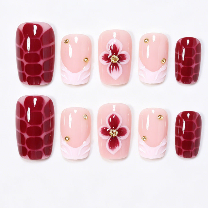 Elegant Floral Acrylic Nail Art Tips Stornfield