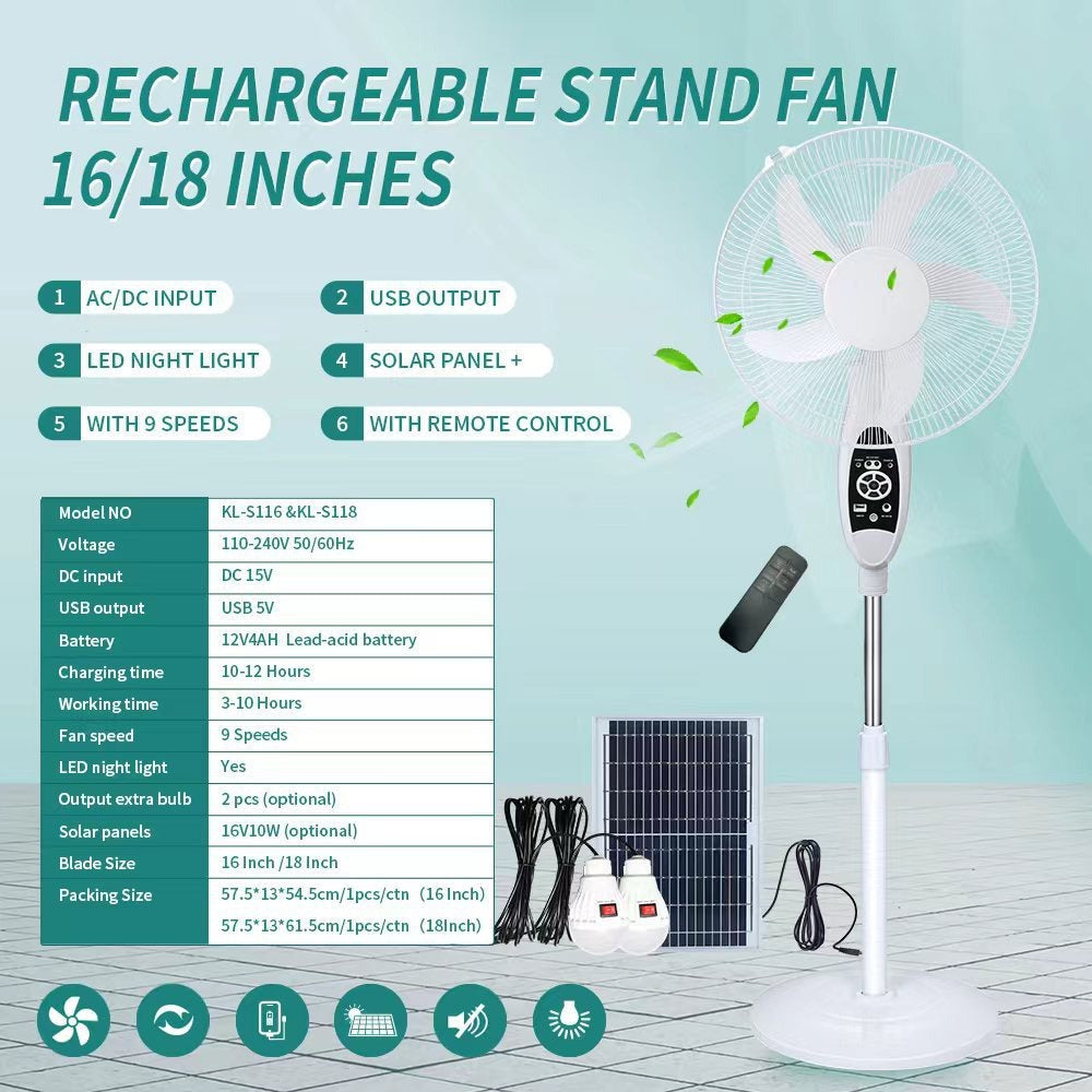 Women's Solar-Powered Stand Fan Stornfield
