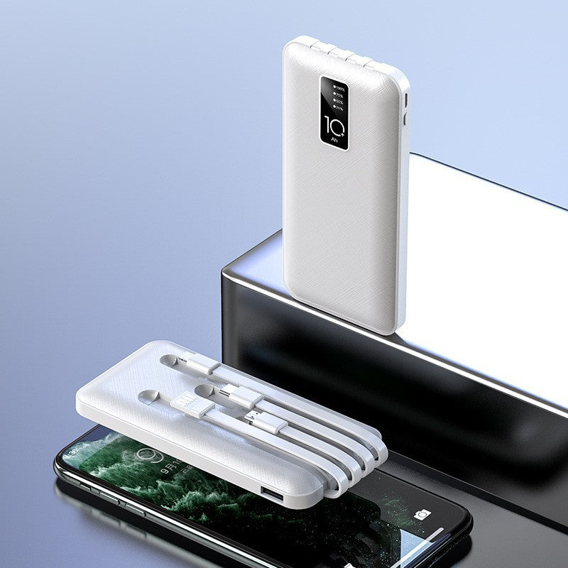 Portable power bank with integrated charging cables and digital charge level indicator Stornfield