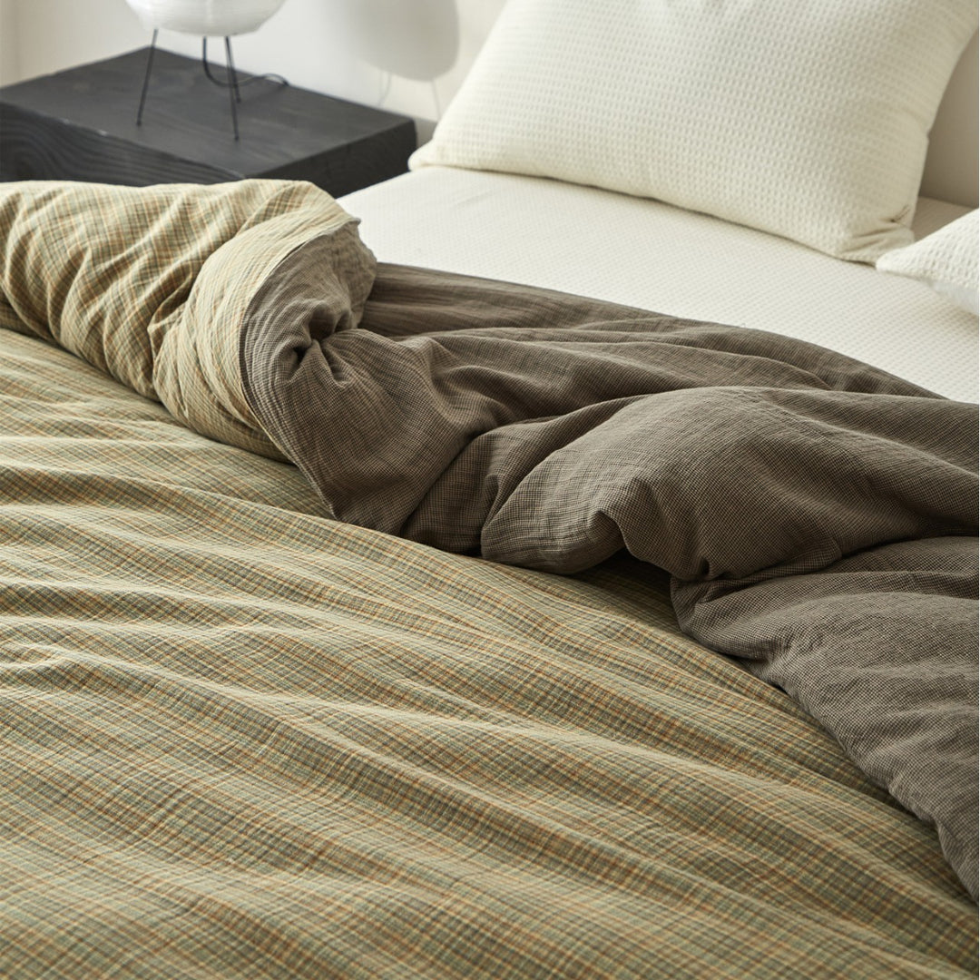 Washed Crinkle Linen-Blend Textured Duvet Cover