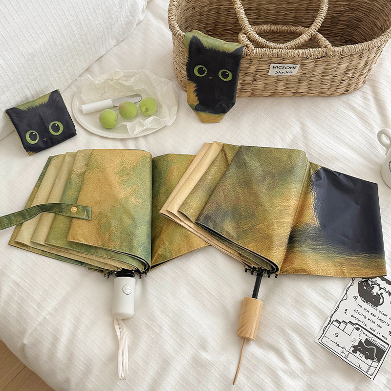 Women's Folding Umbrella with Creative Cat Design Stornfield