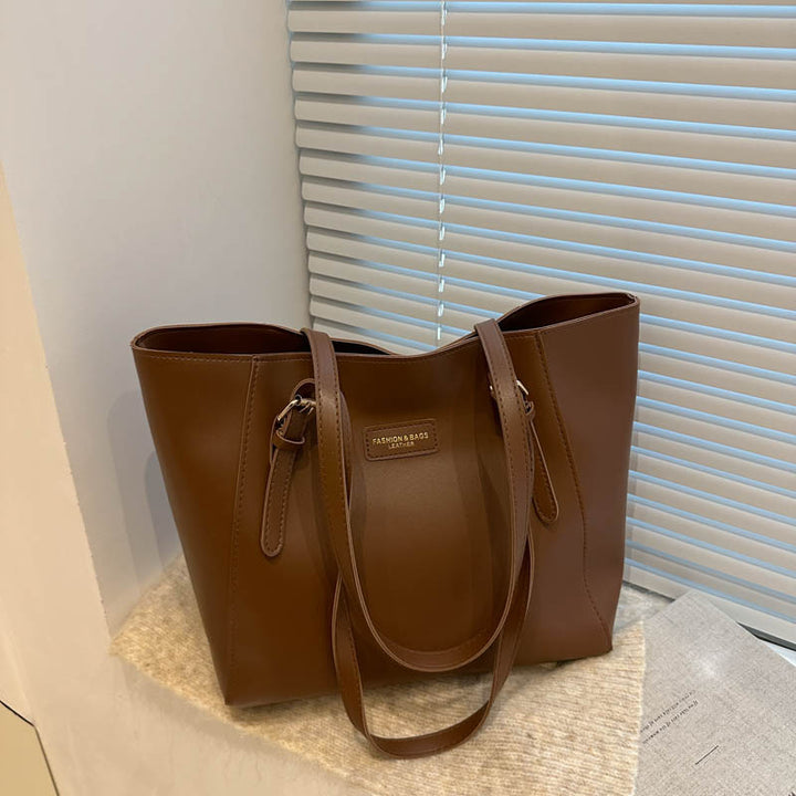 Elegant Faux Leather Tote Bag with Scarf Detail