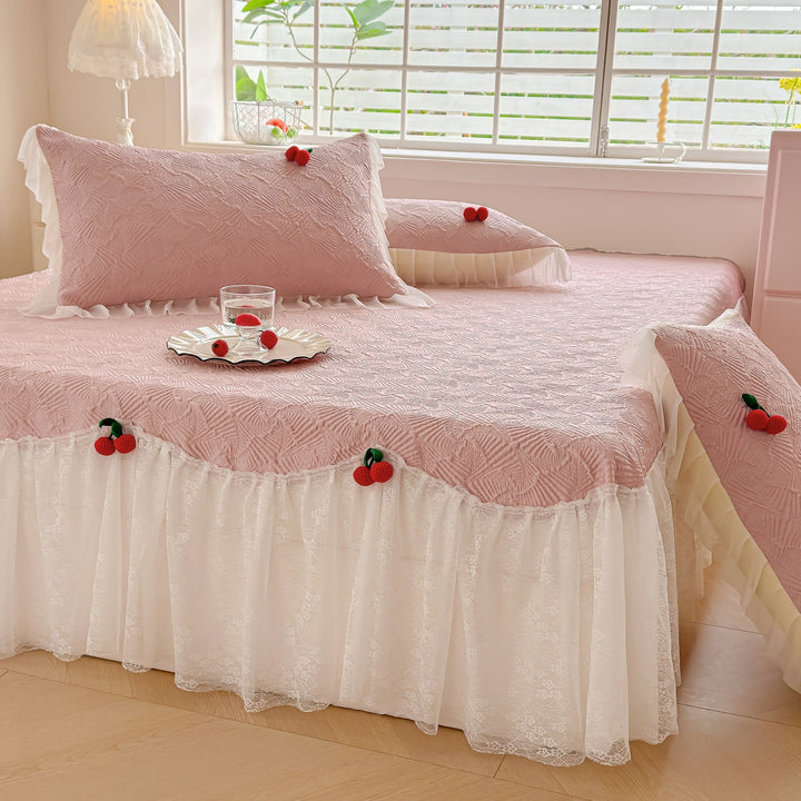 Women's bedspread with playful ruffle design and elegant texture Stornfield