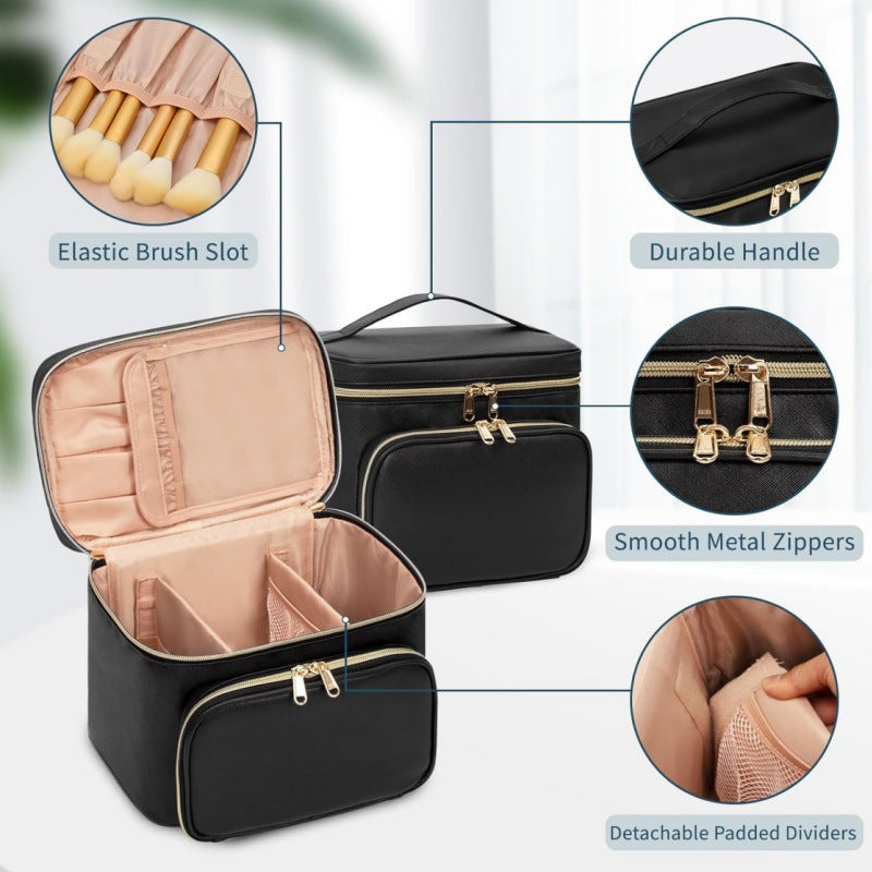 Cosmetic organizer bag with multiple compartments and insulating interior Stornfield