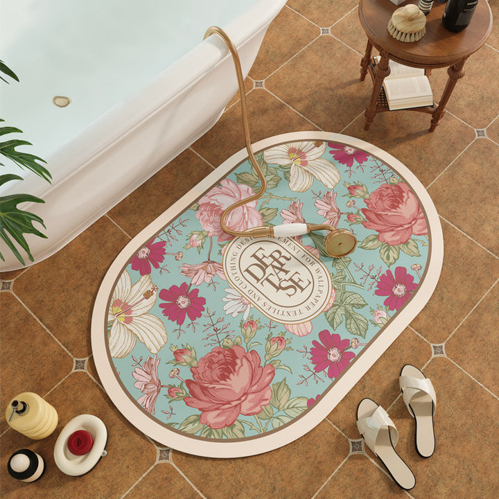 Decorative Floral Print Bath Mat