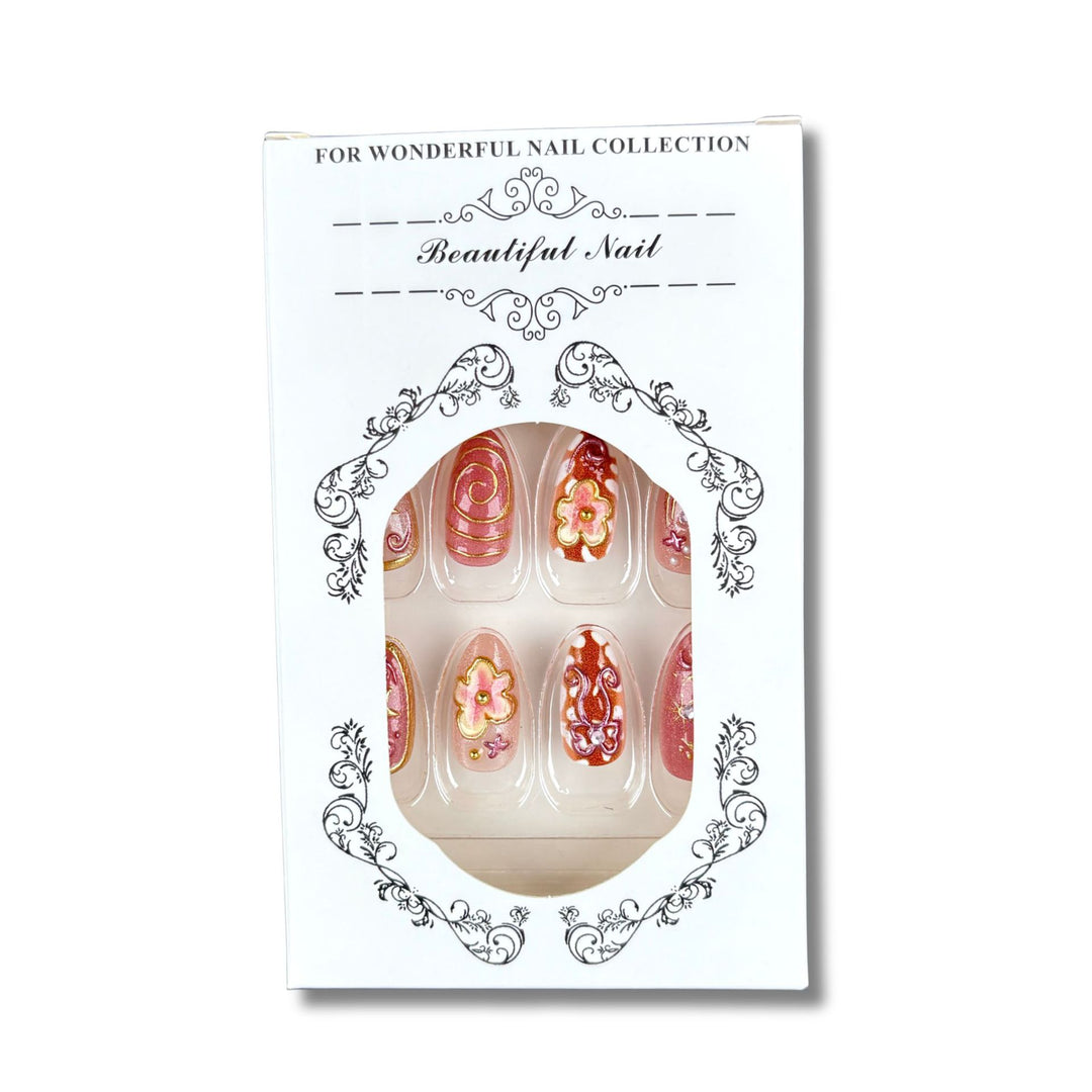 Floral-Embellished Press-On Nail Design Set