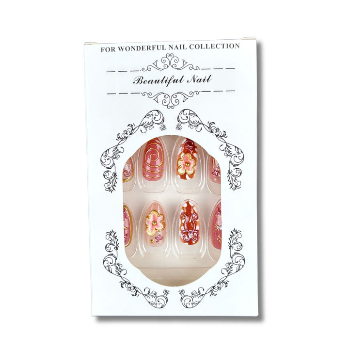 Floral-Embellished Press-On Nail Design Set