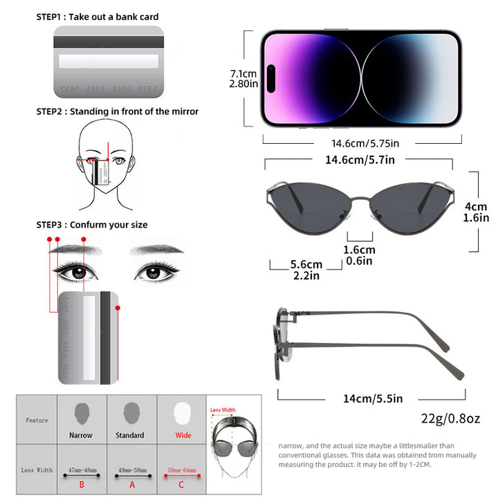 Fashionable Cat-Eye Sunglasses with Thin Metal Frame Stornfield