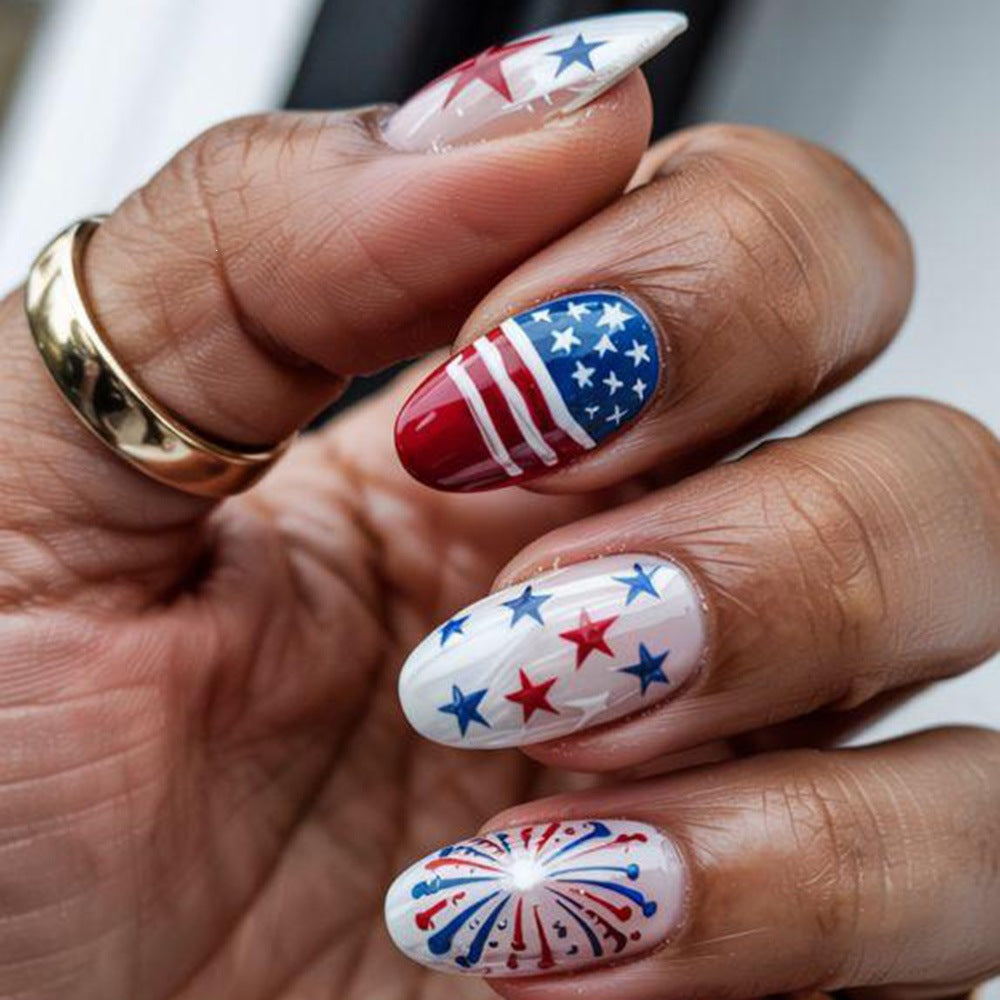 Creative artistic nails with patriotic motifs Stornfield
