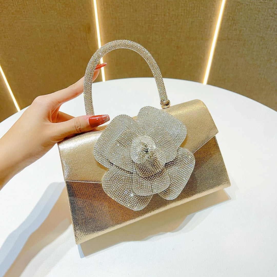 Glamorous Floral-Embellished Evening Handbag
