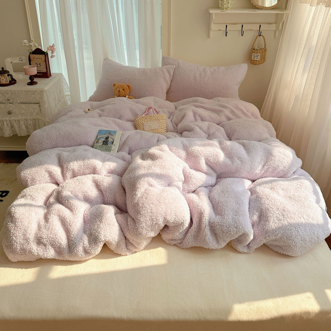 Plush Sherpa Reversible Down-Alternative Comforter Set with Hypoallergenic Fill and Pillow Shams