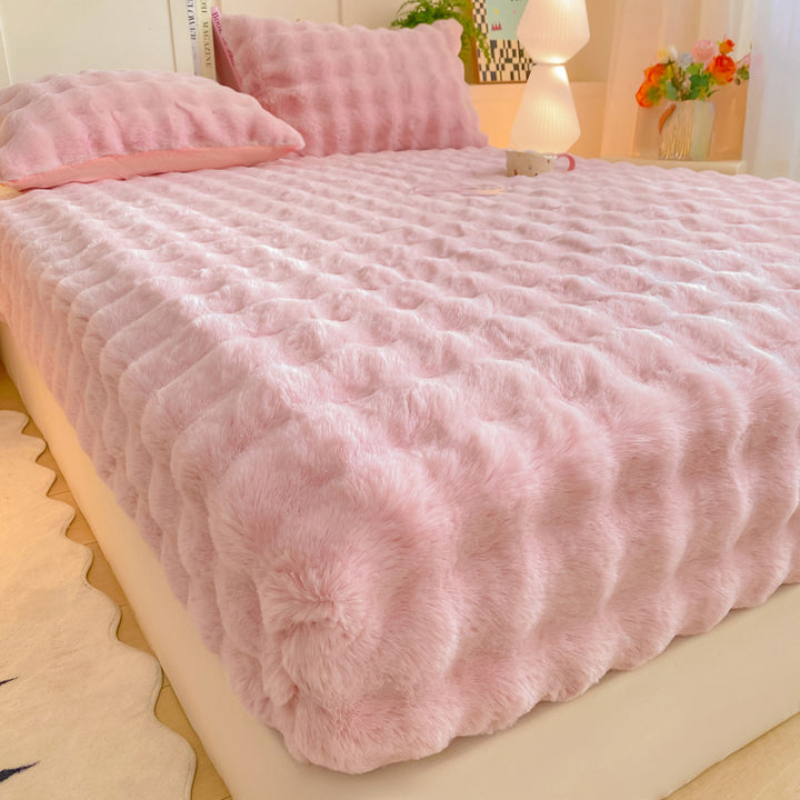 Plush Textured Furry Bedspread
