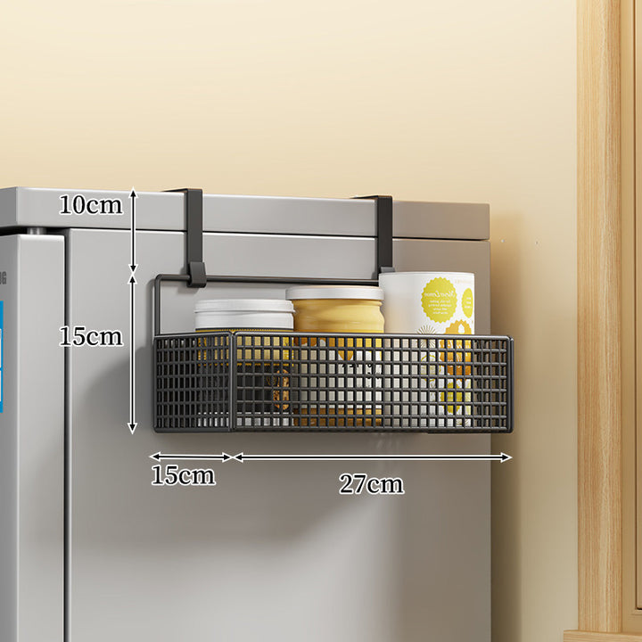 Over-the-Fridge Stacked Metal Mesh Hanging Storage Basket