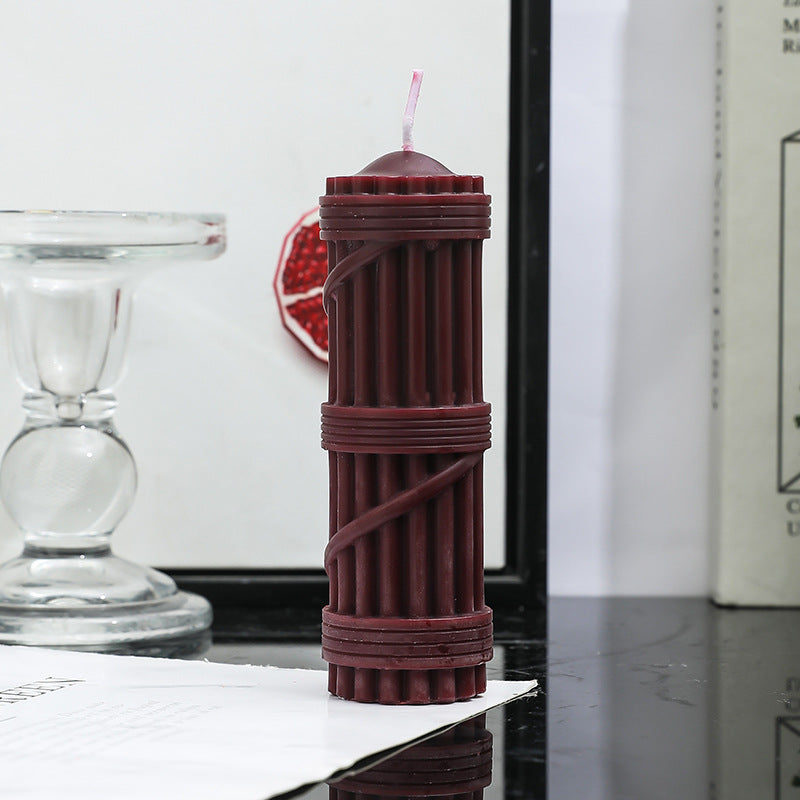 Fluted Column Decorative Pillar Candle with Textured Ribbed Sides