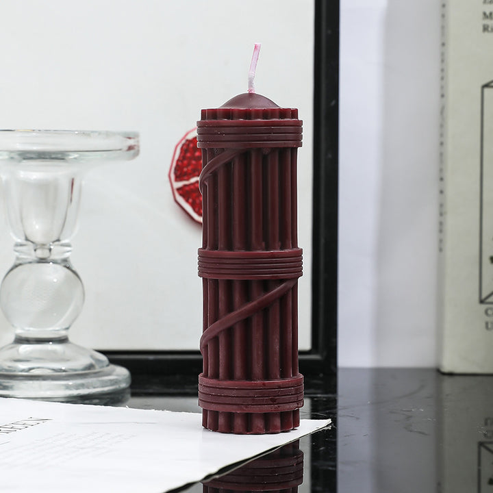 Fluted Column Decorative Pillar Candle with Textured Ribbed Sides