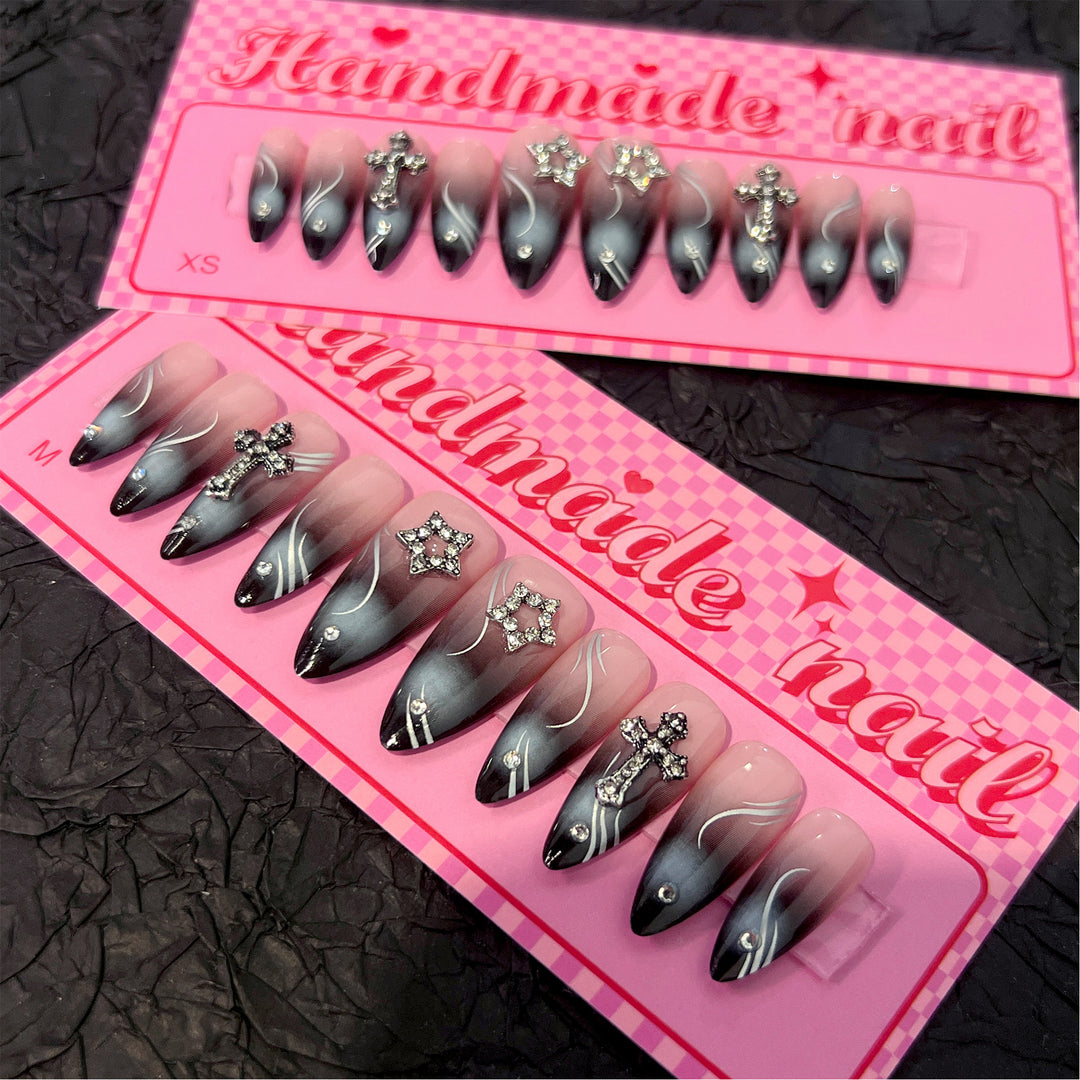 Artistic stiletto nails with elegant glitter design Stornfield