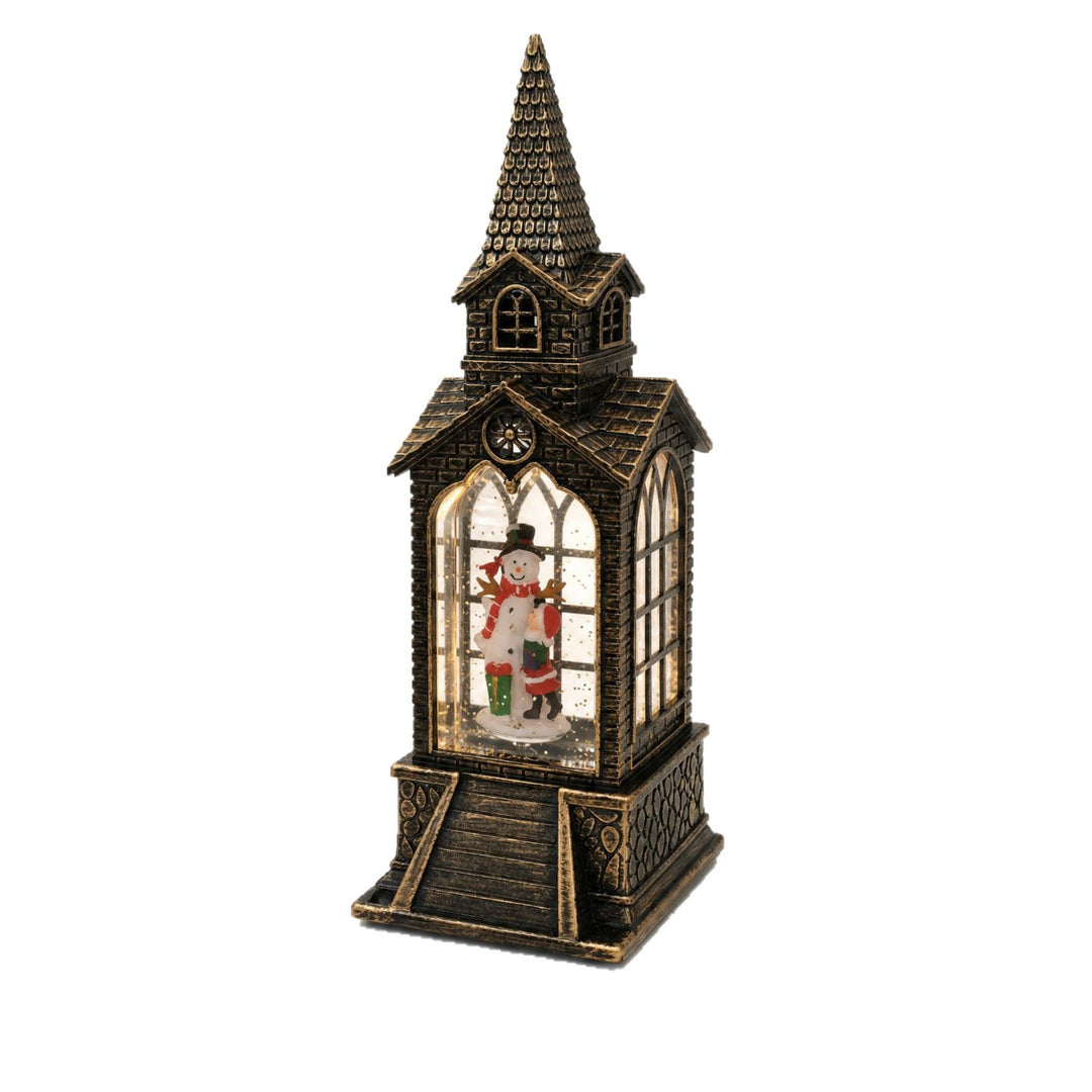 Nostalgic Christmas lantern with illuminated snowman scene Stornfield