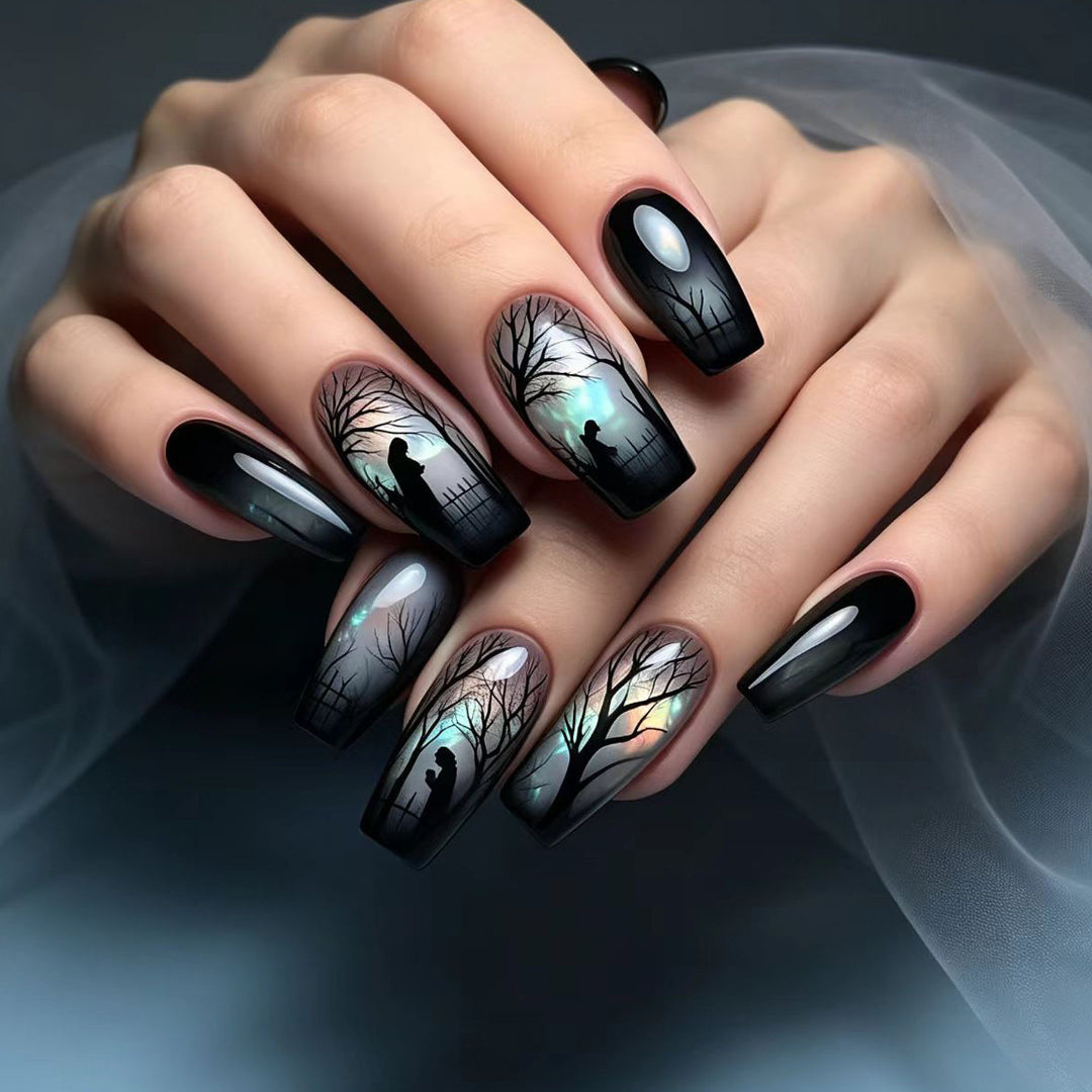 Artificial nails with mysterious forest design Stornfield
