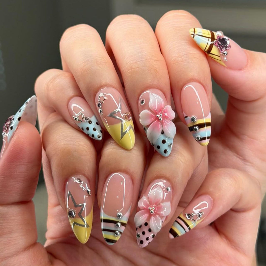Floral Decorative Acrylic Nail Art Enhancements Stornfield