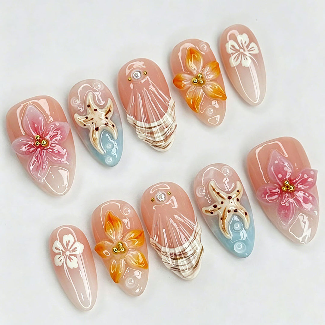 Artificial nails with floral decorations Stornfield