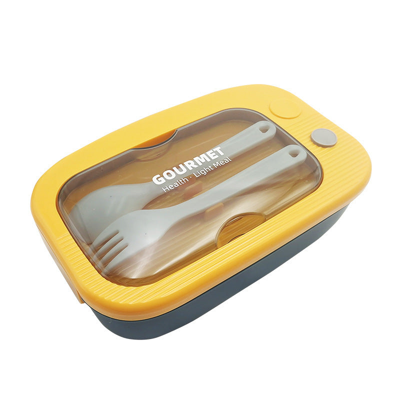 Multi-Compartment Meal Prep Box with Integrated Utensils