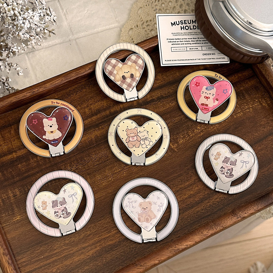 Hand mirror in heart-shaped design with cute bear motif Stornfield