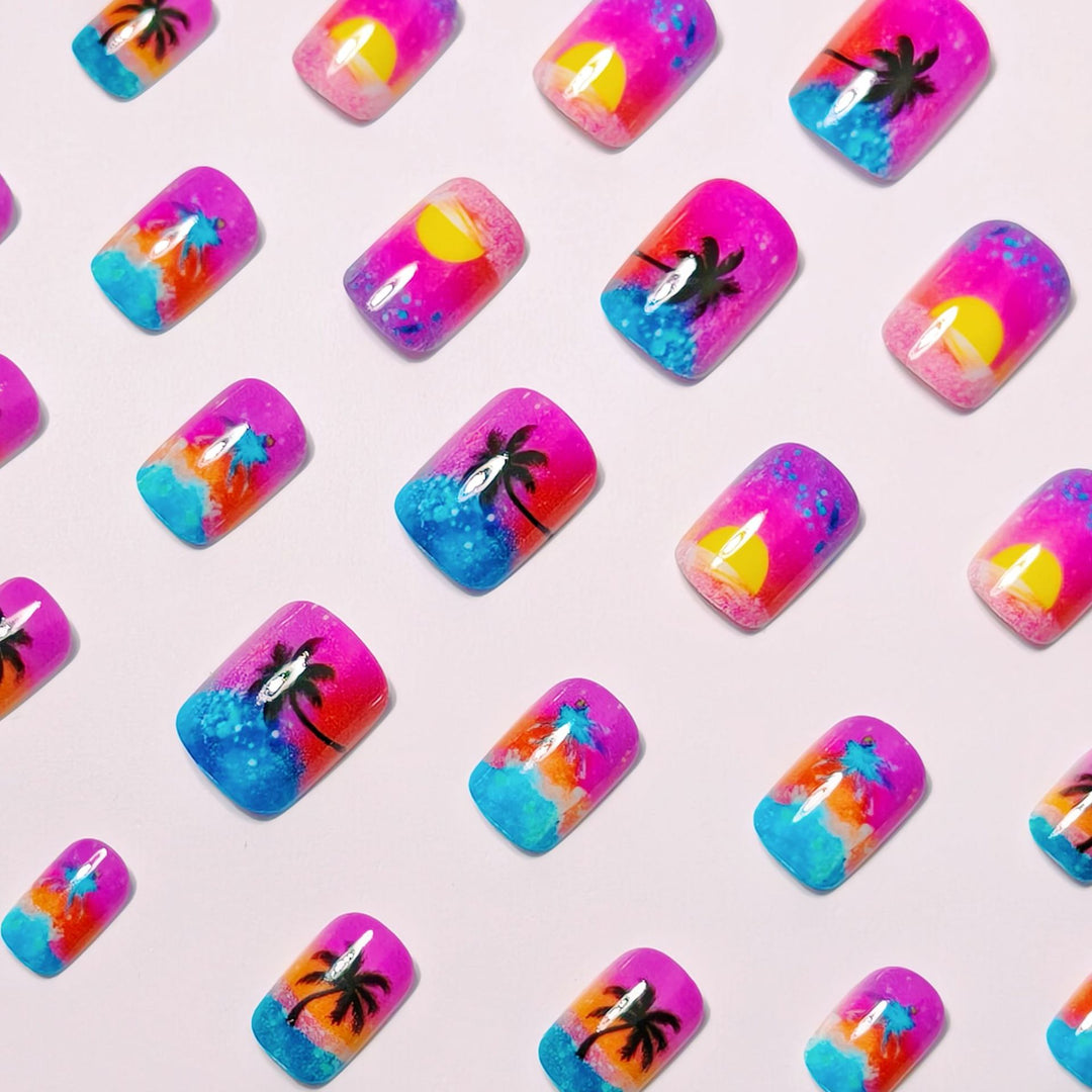 Artificial nails with luminous sunset design Stornfield