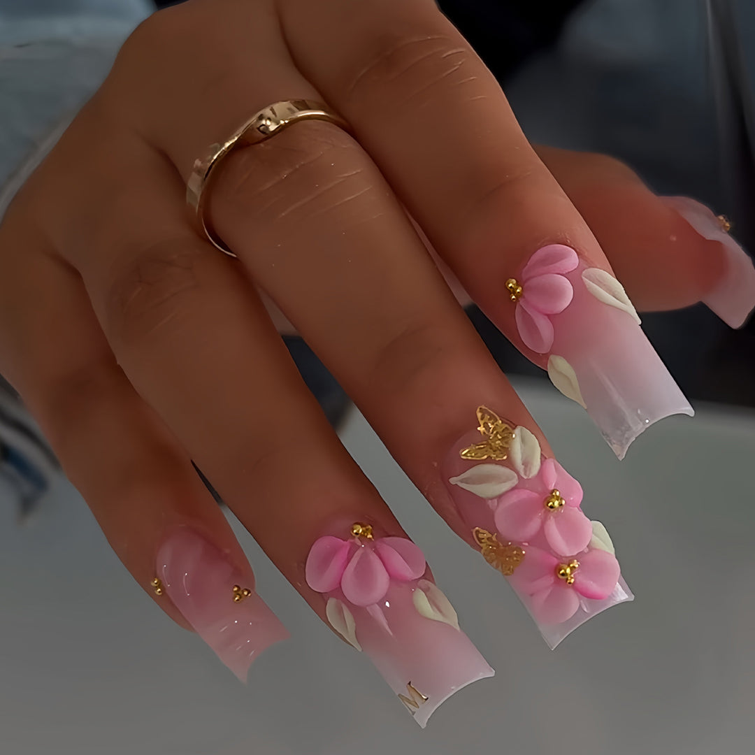 3D Floral Design Press-On Nail Set Stornfield
