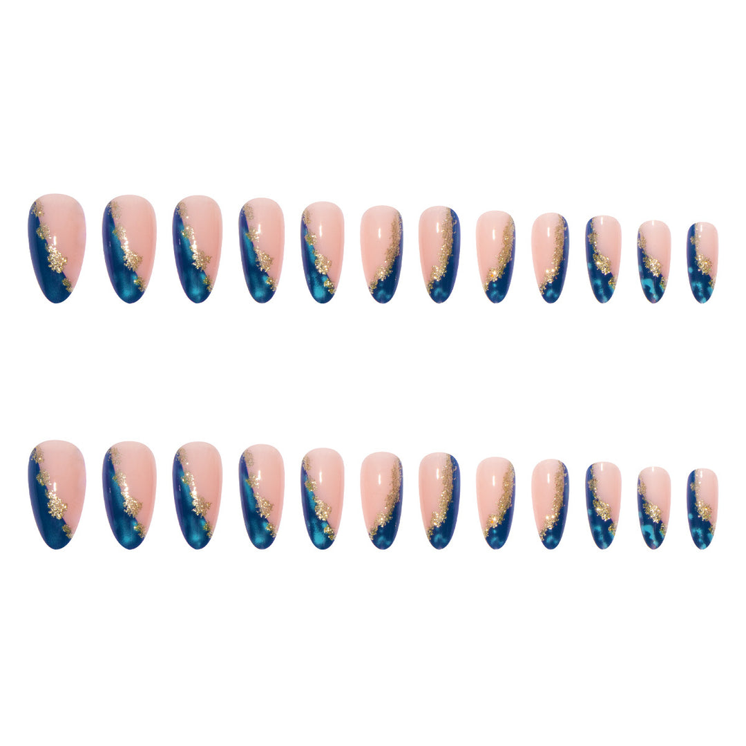 Artificial nail set with luxurious golden embellishments and elegant details Stornfield