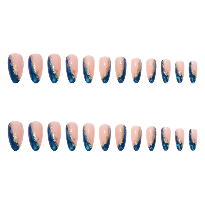Artificial nail set with luxurious golden embellishments and elegant details Stornfield