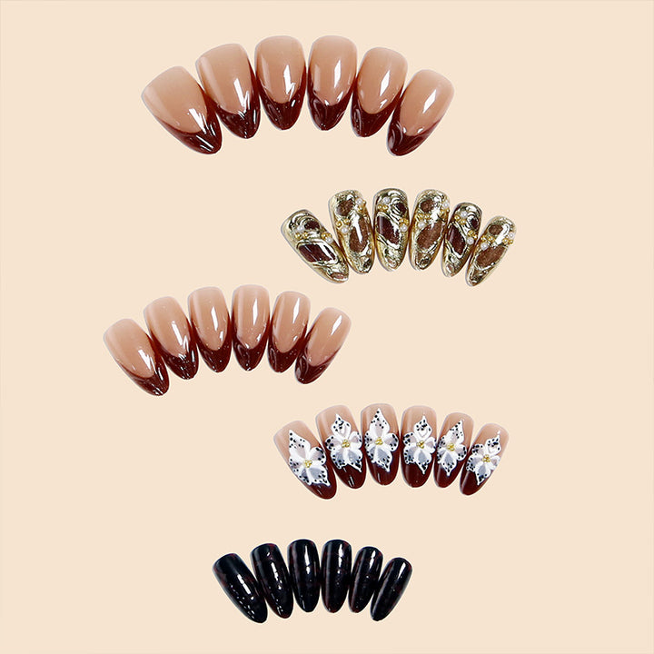 Exquisite artificial nails with 3D flower decoration Stornfield