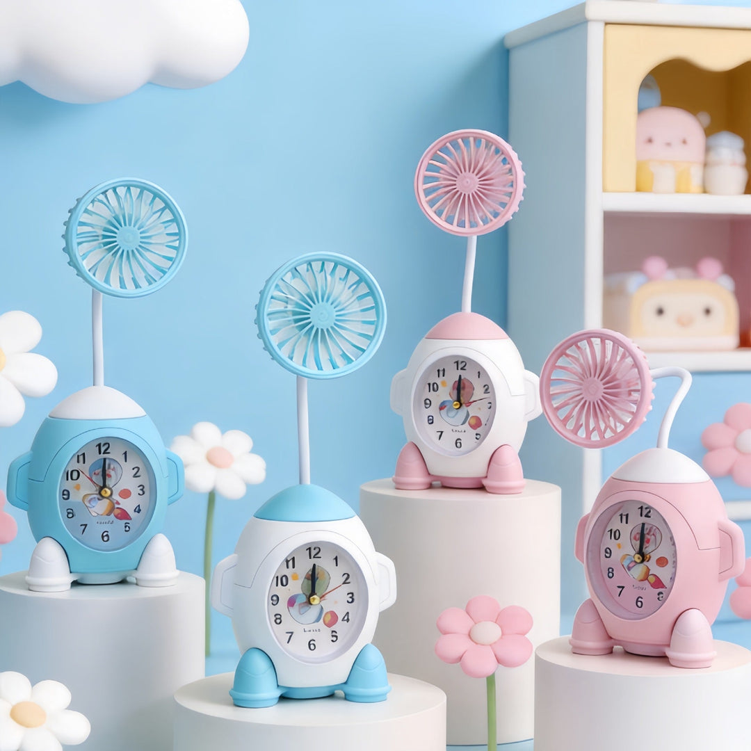 Ladies multifunctional table clock with integrated fan Stornfield