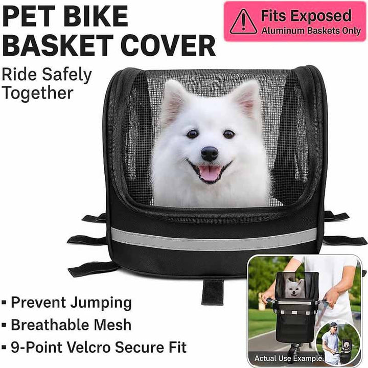front-mounted pet bike basket with breathable mesh canopy reflective trim and secure strap system Stornfield