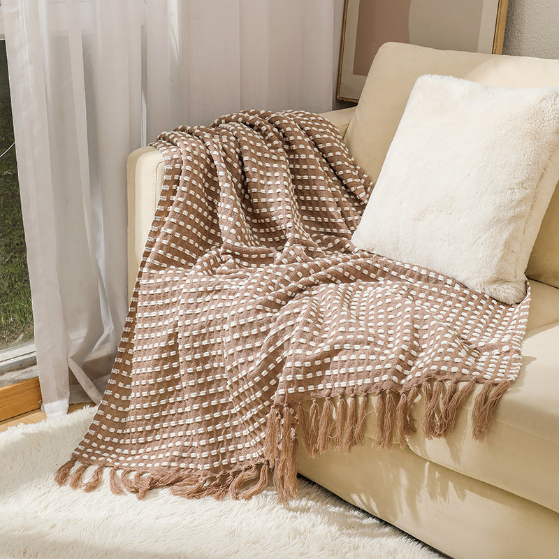 Women's Structured Throw Blanket with Fringes Stornfield