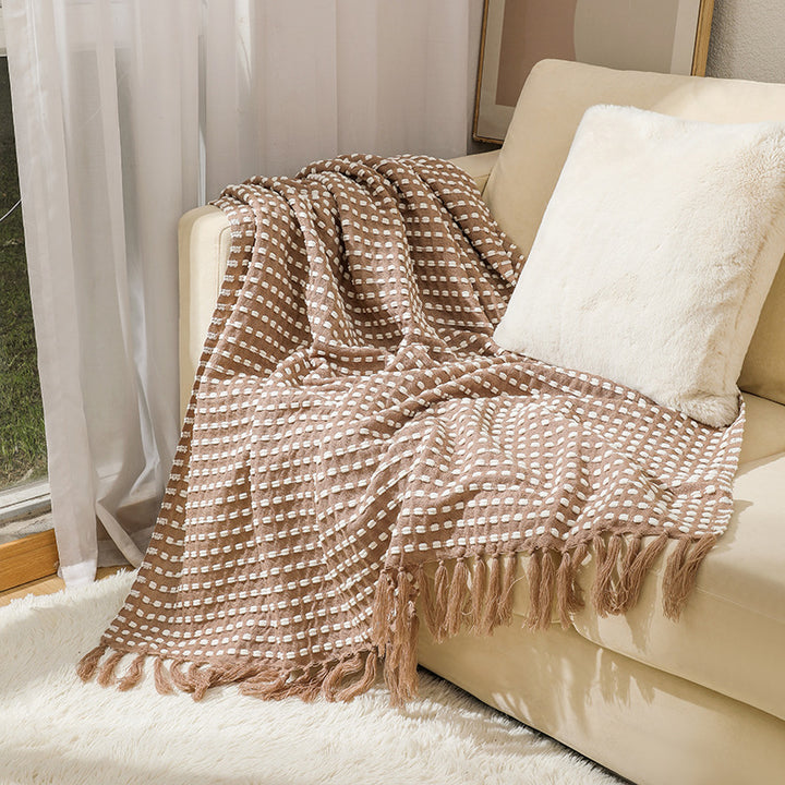 Women's Structured Throw Blanket with Fringes Stornfield