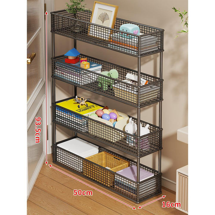 Slim Vertical Mesh Basket Organizer Rack for Narrow Spaces