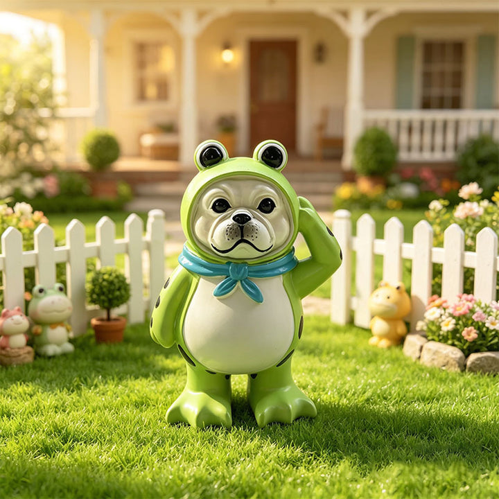 Decorative dog figure with frog motif Stornfield