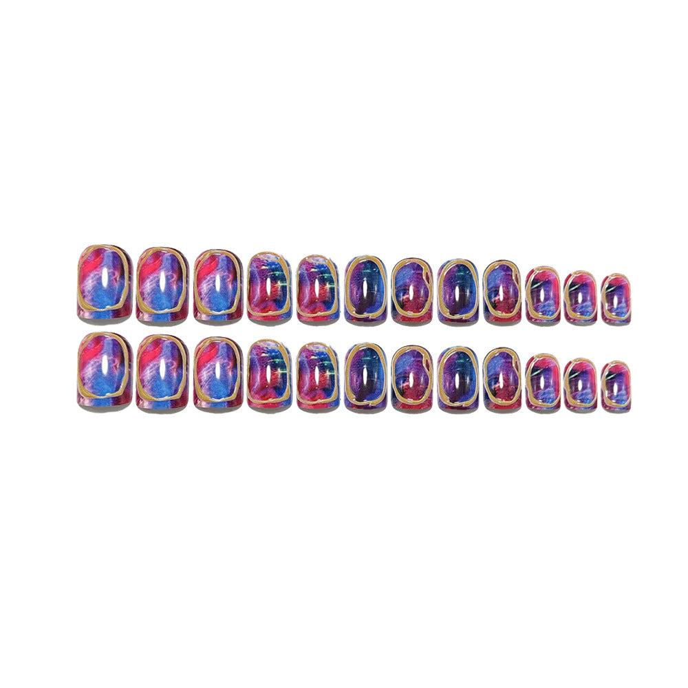 Glamorous artificial nail design with metallic edge Stornfield