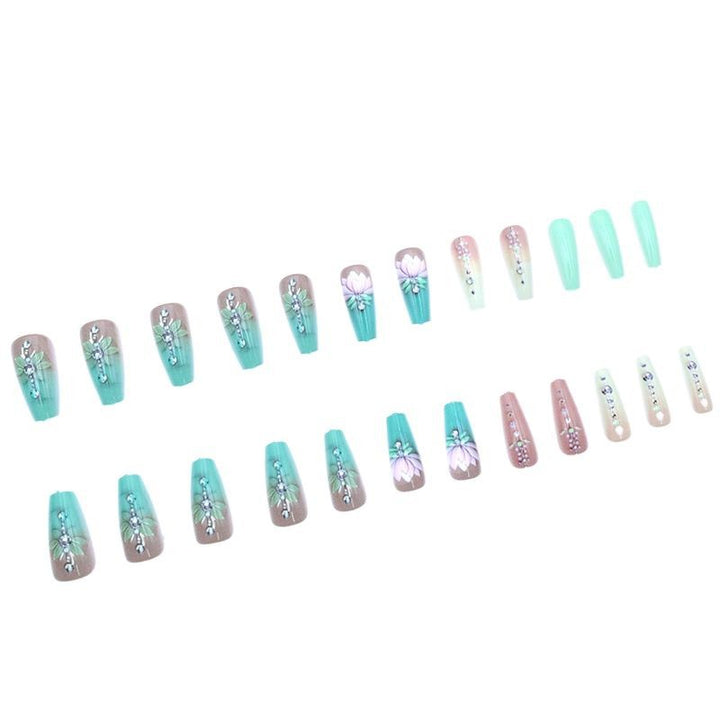 Elegant Floral Gemstone Nail Art Stornfield