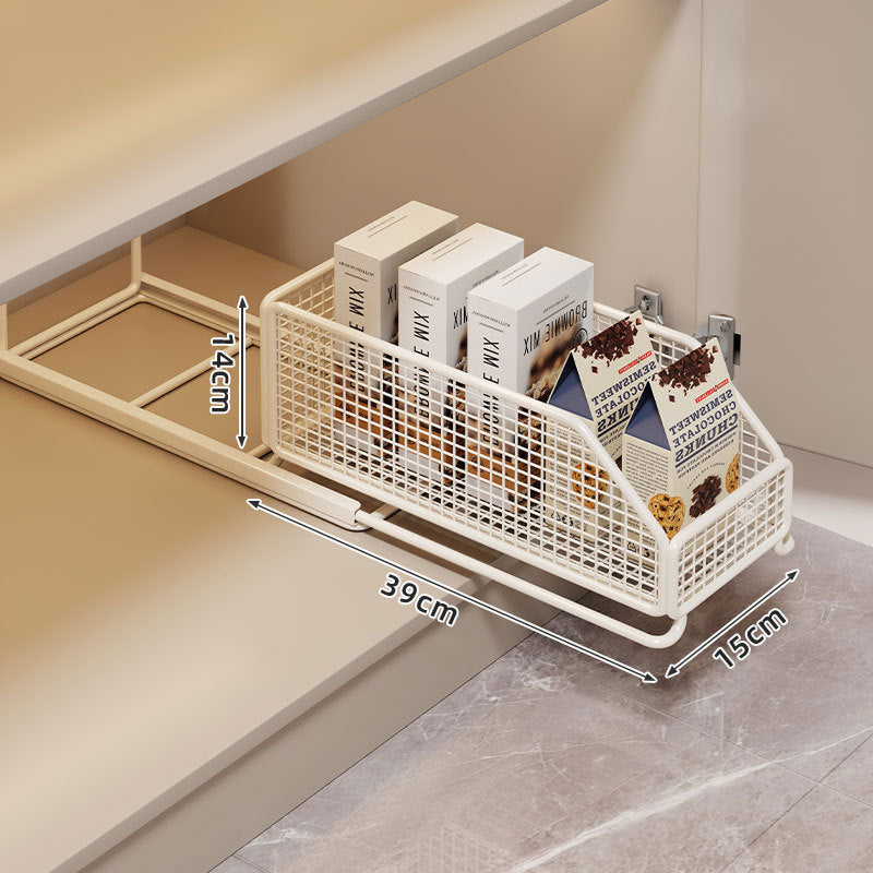 Slide-Out Mesh Pantry Drawer with Soft-Close Rails and Ventilated Sides