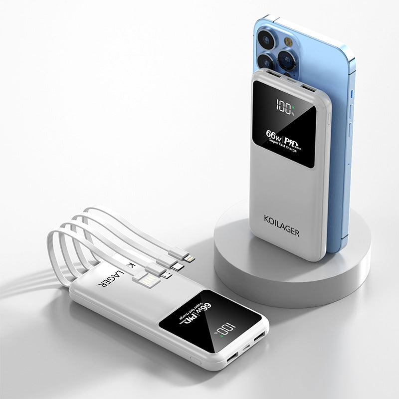 Multi-functional power bank with integrated charging cables and LCD display Stornfield