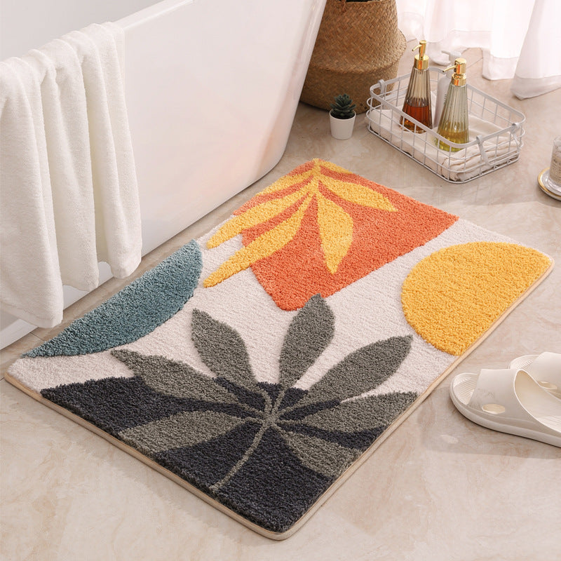 Soft Plush Leaf-Design Bath Mat