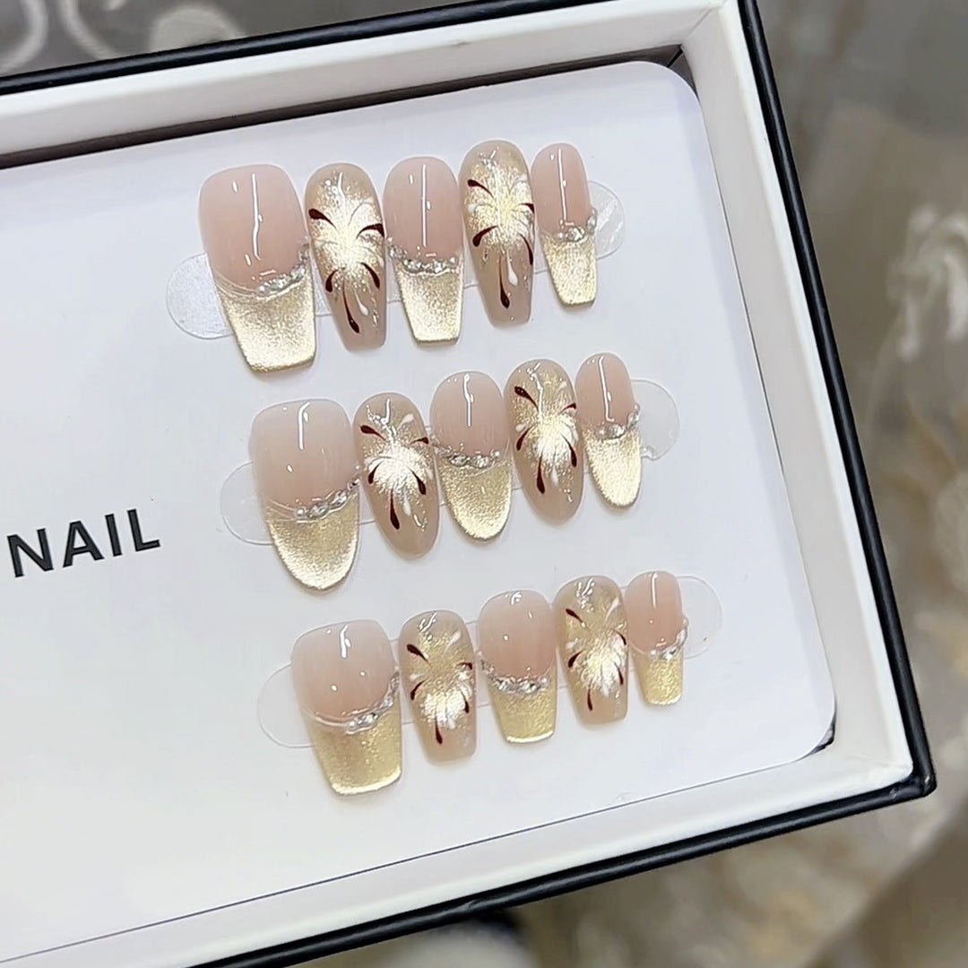 Artistic Floral Pattern Press-On Nail Set Stornfield