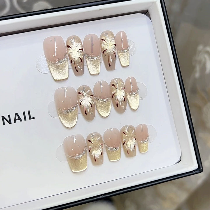 Artistic Floral Pattern Press-On Nail Set Stornfield
