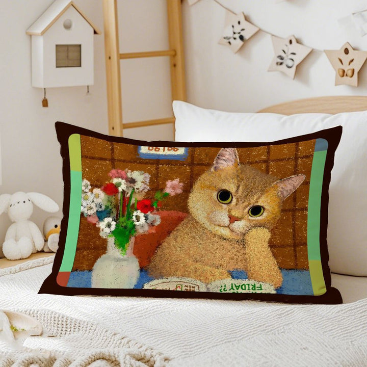 Artistic Cat-Themed Decorative Throw Pillow