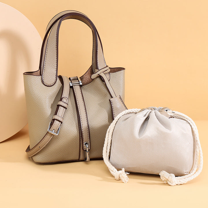 Dual-Compartment Textured Leather Tote Bag Stornfield