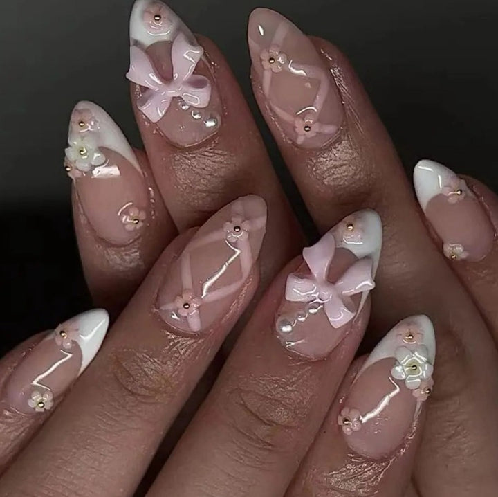 Elegant Floral Bow Nail Art Stornfield