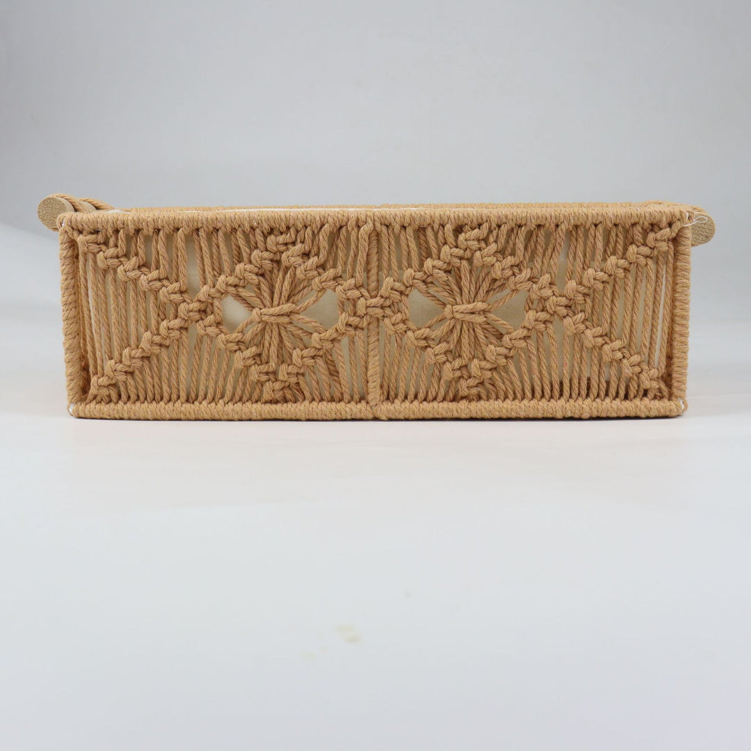 Storage basket with macrame pattern Stornfield